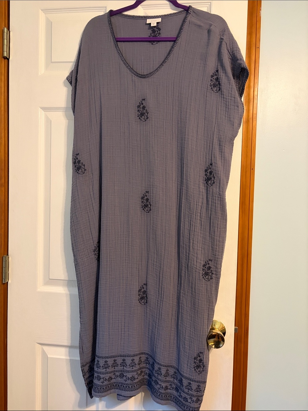 J. Jill Slate Blue Embroidered Maxi Dress